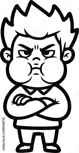 Angry Cartoon Character with Arms Crossed.