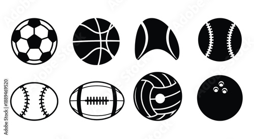 Assorted Sports Balls and Equipment Icons.