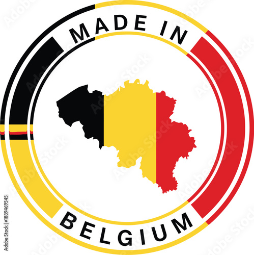 Belgium Country Stamp with Flag Colors.