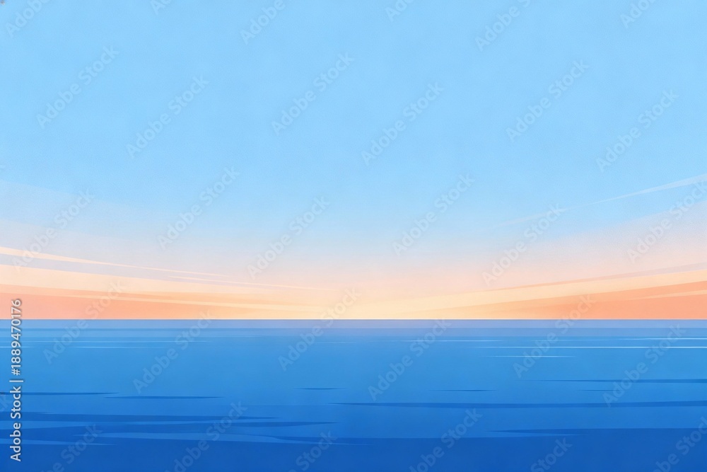 Obraz premium Blue ocean and sky at sunrise