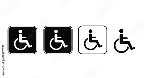 A visual representation of accessibility symbols four variations displaying wheelchair users for inclusive spaces