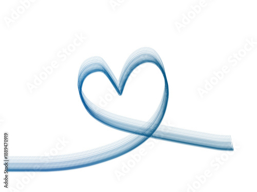 Abstract blue line art heart symbol on white background.