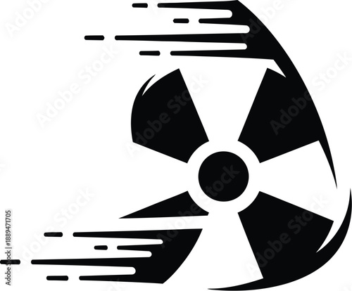 Black and White Radiation Warning Symbol.