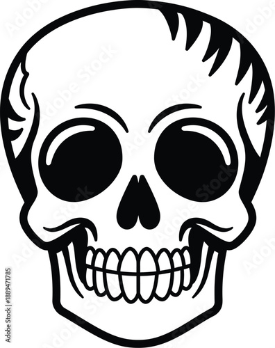 Black and White Skull Illustration Closeup.