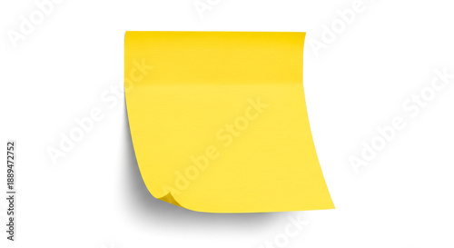 Tablou pe pânză Yellow sticky note with curled edges on a white background.