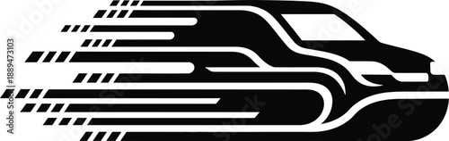 Black Silhouette of a Fast Moving Car.