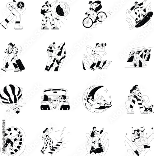 Pack of Hand Drawn Exploration Illustrations 
