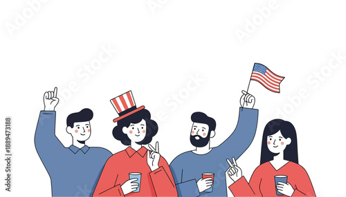 Minimal Presidents' Day Celebration Abstract People Flat Vector on White Background