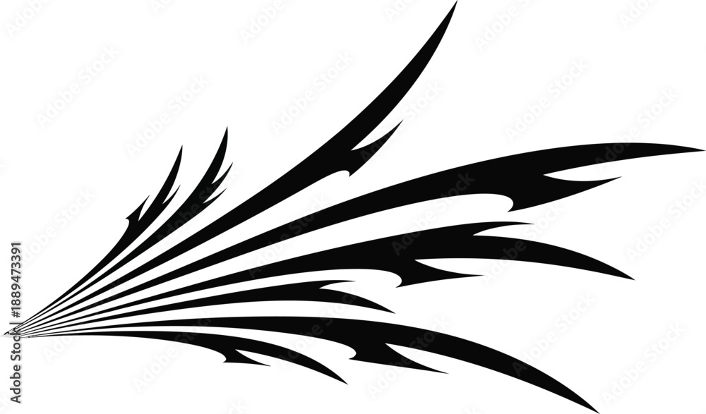 Obraz premium Black Tribal Tattoo Style Feather Design Element.