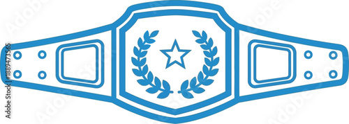Blue Championship Wrestling Belt with Star Emblem.