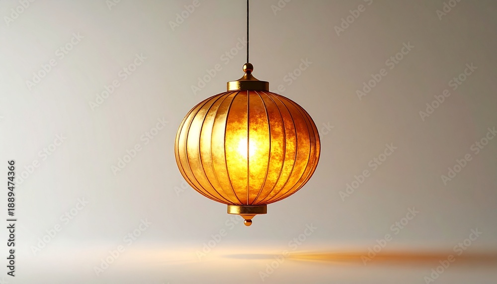 Obraz premium Hanging Paper Lantern with Warm Glow.