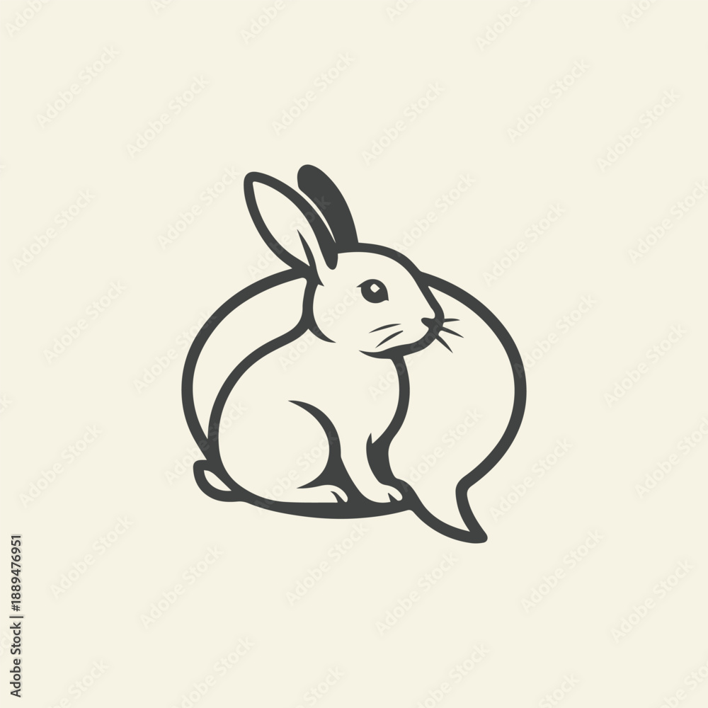 Obraz premium Rabbit chat logo design concept