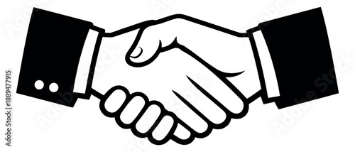 Minimalist line art illustration of a handshake depicting partnership for business concept