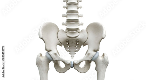 Anatomical view of the human pelvis and lumbar spine