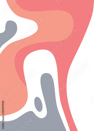 Vibrant abstract liquid shapes background featuring soft coral, subtle pink, and soothing gray tones, creating a dynamic and modern organic flow design for minimalist graphic projects