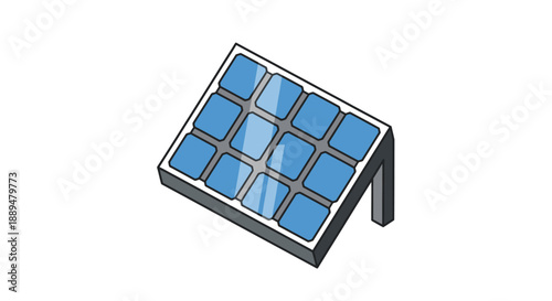 Isometric Solar Panel for Renewable Energy Generation, Sustainable Technology isolated white background