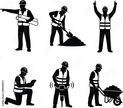 Vector illustration of silhouettes of musicians and business people walking and standing together