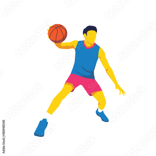 basketball players pose or movement when play with ball
