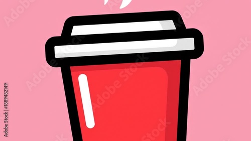 Animated Coffee Cup with Steam Rising.
