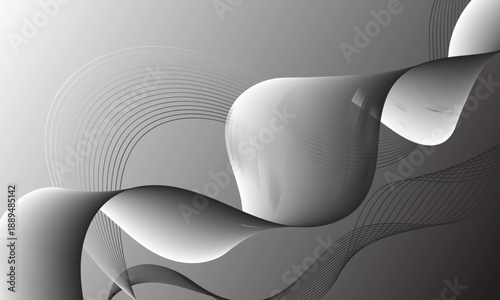 silver gray black smooth lines wave curves soft gradient abstract background
