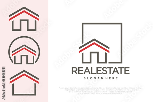 Real Estate Logo Design with Minimalist House Icon . vector illustration