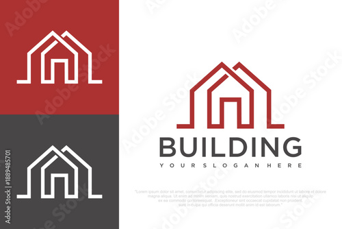 Real Estate Logo Design with Minimalist House Icon . vector illustration