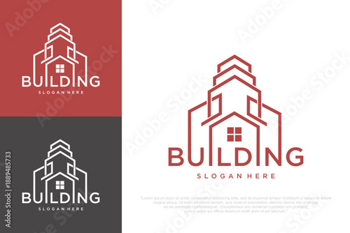 Real Estate Logo Design with City Building and House Icon .vector illustration