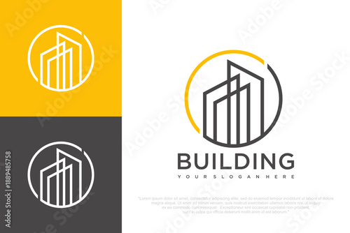 Real Estate Logo with Modern Building Icon . vector illustration
