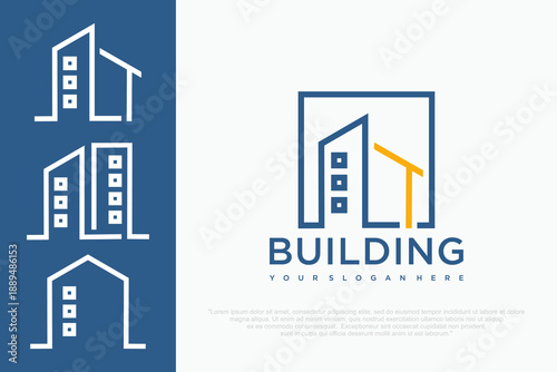 Real Estate Logo with Modern Building Icon . vector illustration