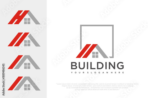 Real Estate Logo with Modern Building Icon . vector illustration