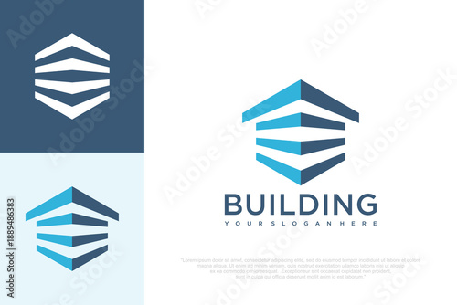 Real Estate Logo with Modern Building Icon . vector illustration
