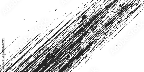 Abstract black and white grunge background featuring a messy ink splash design with a dark paint splatter effect and a dirty paper texture border element for a grungy vector illustration