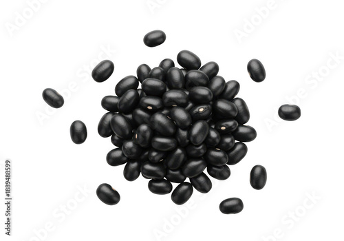 Pile of black beans isolated on transparent background