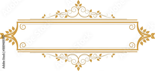 A golden decorative frame with intricate leaf designs on a white background