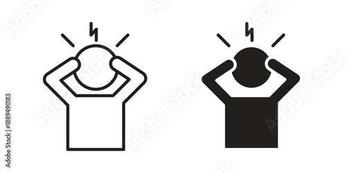 Anxiety icon, line symbols on white background. EPS10
