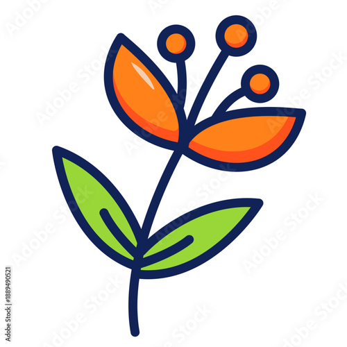 Flower branch doodle showing small blossoms growing naturally along a thin stem.