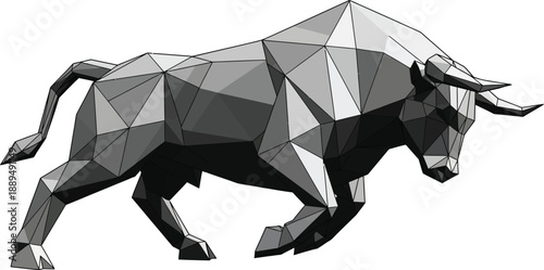 Dynamic geometric bull sculpture in modern minimalist style
