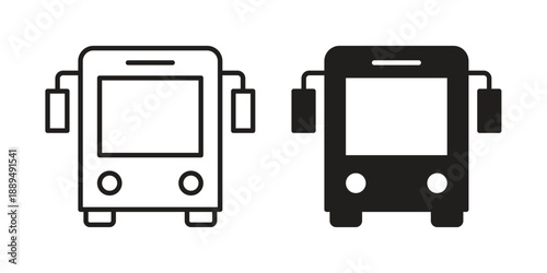 Bus icon, line symbols on white background. EPS10