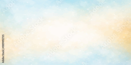 Abstract colorful watercolor background featuring a bright blue sky with fluffy white clouds and sunny summer atmosphere including copy space for a beautiful nature design