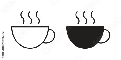 Coffee icon, line symbols on white background. EPS10