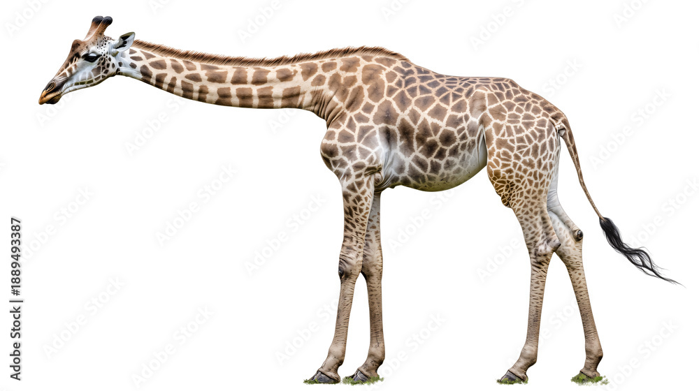 Obraz premium Giraffe Profile View on Transparent Background