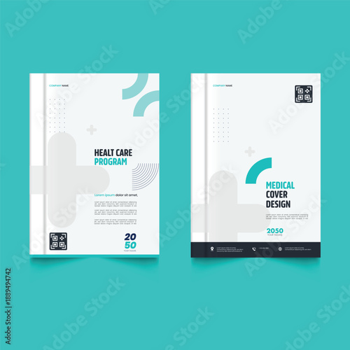 Set of Healthcare program flyer design medical flyer and Modern medical leaflet design template. Medical cover design for a health care program featuring.