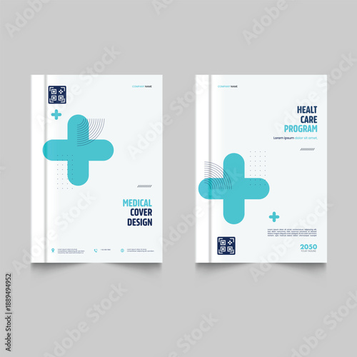 Set of Healthcare program flyer design medical flyer and Modern medical leaflet design template. Medical cover design for a health care program featuring.