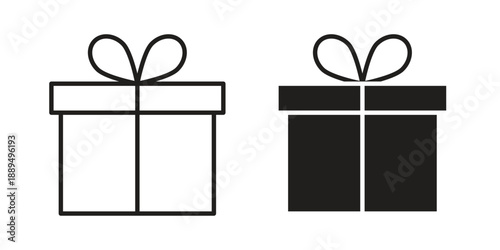 Gift box icon, line symbols on white background. EPS10
