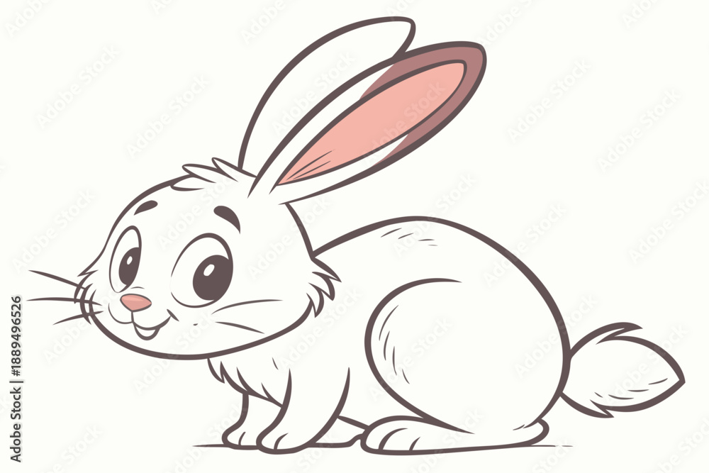 Obraz premium A cute cartoon rabbit with big eyes and a pink nose in a sitting position