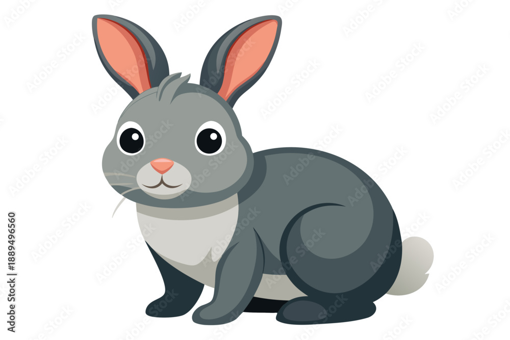 Obraz premium A cute cartoon rabbit with big eyes and floppy ears on a white background