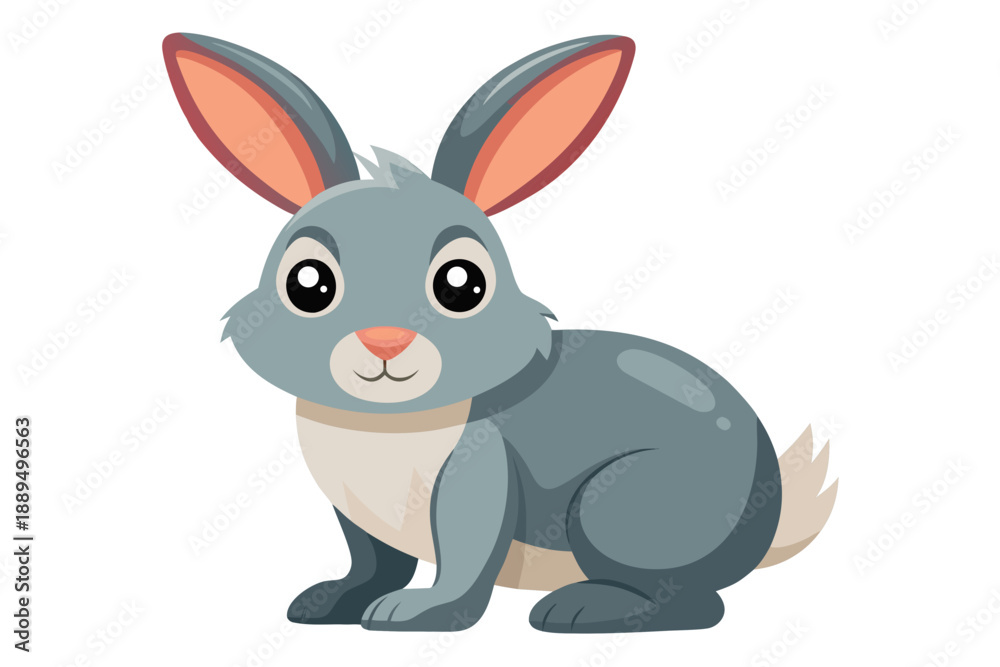 Obraz premium A cute cartoon rabbit with big eyes and ears on a white background