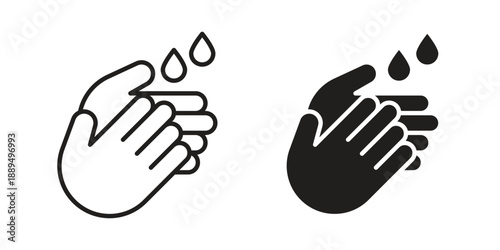 Handwashing icon, line symbols on white background. EPS10