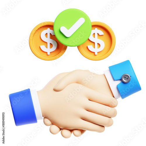 3D of Investor Handshake for Business Partnership Agreement