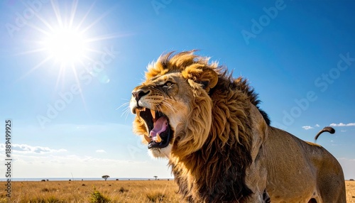 Wallpaper Mural Majestic Lion Roars Under the Bright African Sun. Torontodigital.ca